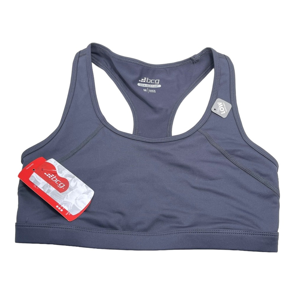 NEW BCG Medium Grey Sports Bra Low Support Racerback Keyhole